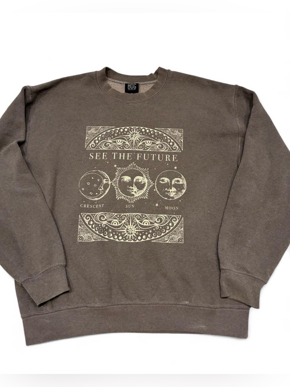 BDG Brown Crewneck Small Moon And Sun